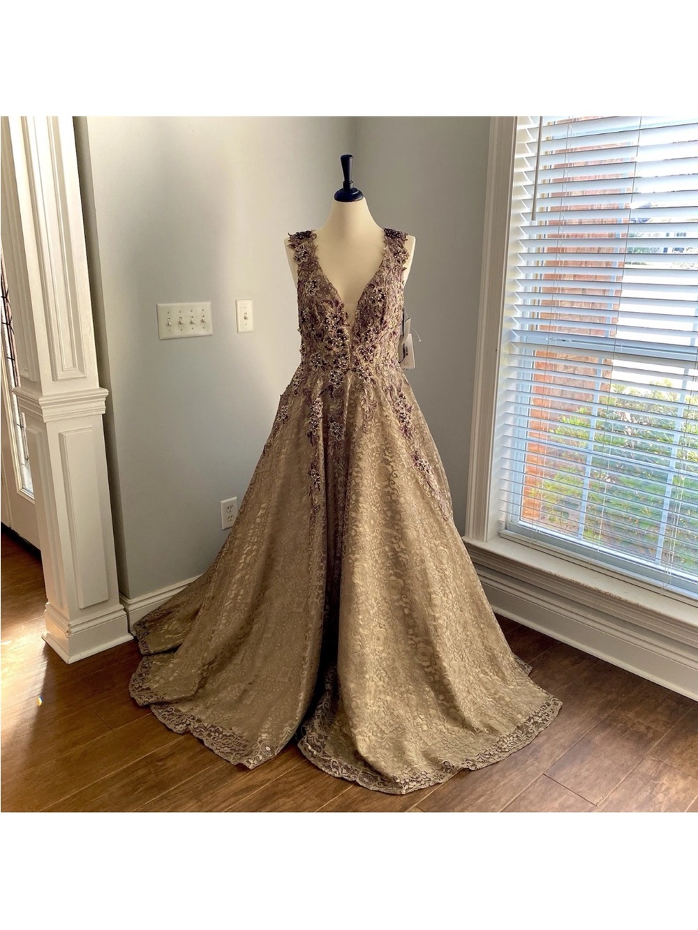 JVN by Jovani Gold Embellished Formal Gown - Picture 2 of 6